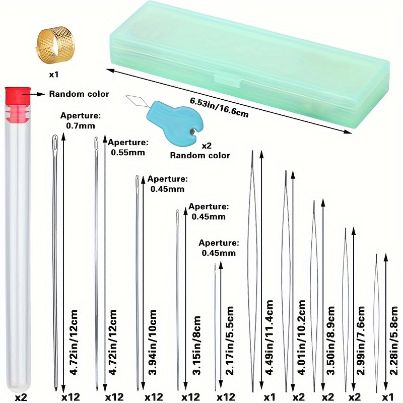 18-Piece Beading Needles Set - 6 Sizes, Big Eye, Collapsible Needles For Jewelry Making With Needle Bottle | Buy Now With Express International Delivery