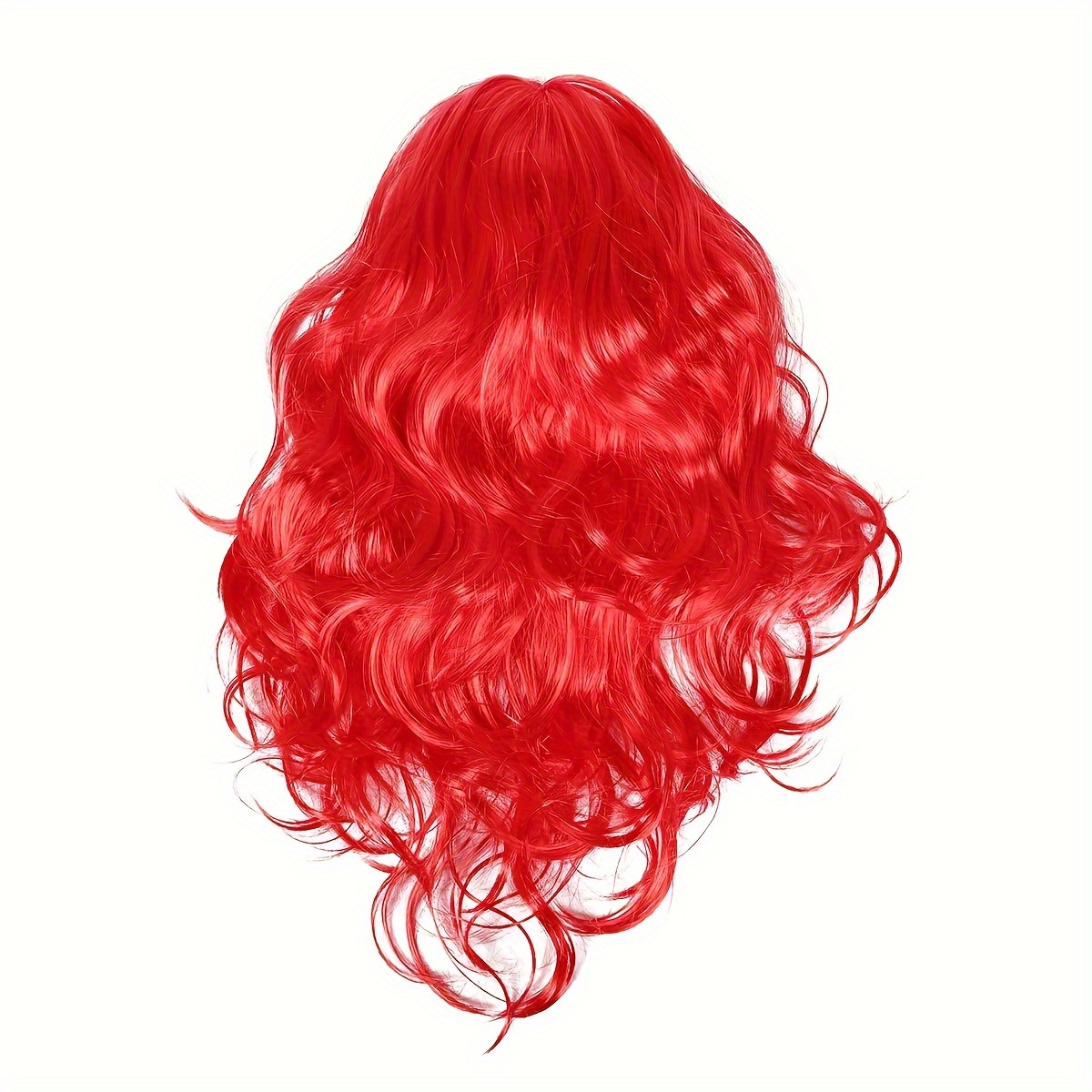 Halloween Holiday Party Dress Up Accessories, Mermaid Cosplay Long Curly Red Wig, Costume Props,Temu