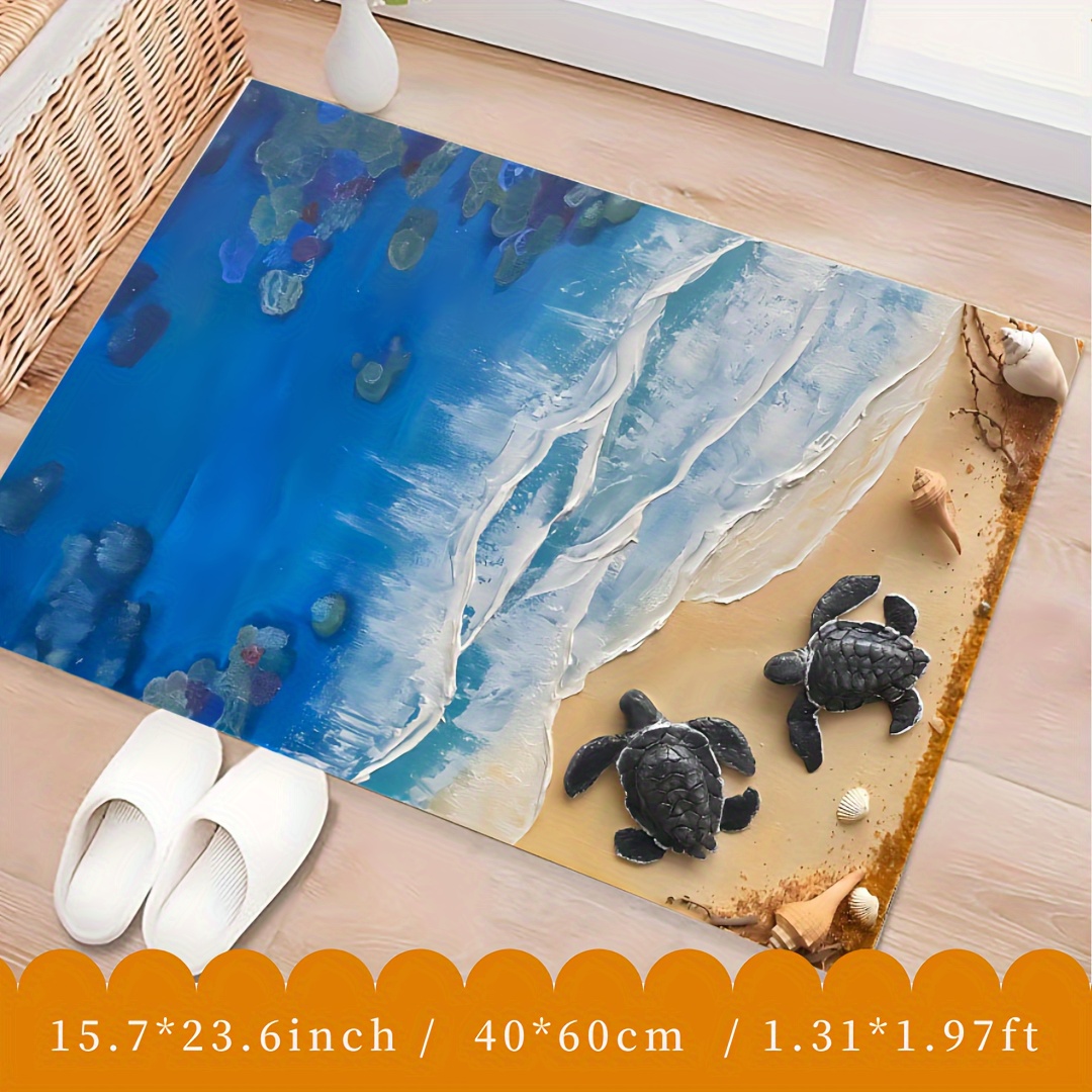 Silicone Bottom Thickened Crystal Fleece Floor Mat Ocean - Temu