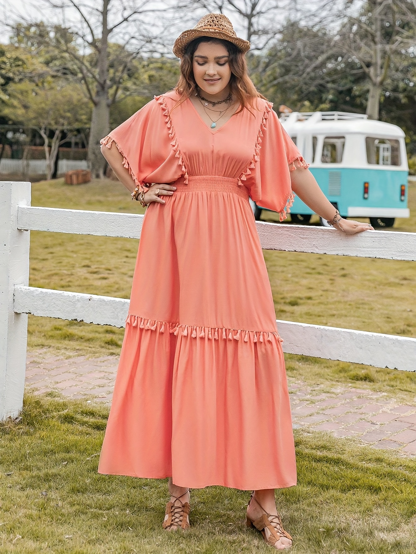 Coral maxi dress casual sale