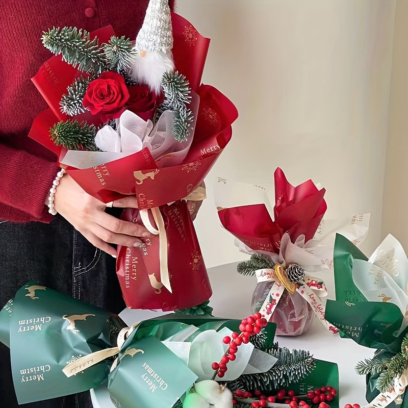 Emballage boite cadeau bijoux fleurs de noel kraft fêtes - Un