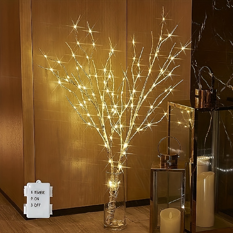 17in 40led 柳の枝ライト、バッテリー駆動、模造クリスタル手作り、白いクリスマスホリデーウェディングパーティーの装飾 ホーム・キッチン  Temu Japan
