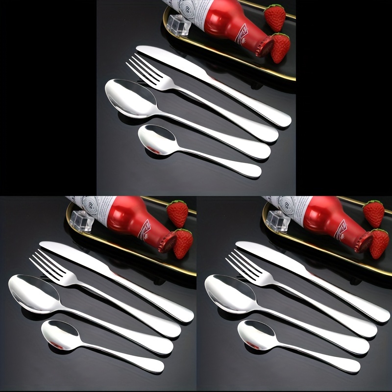 24 Pcs Silverware Set with Steak Knives Service for 4,Stainless Steel Flatware  Set,Mirror Polished Cutlery Utensil Set,Home Kitchen Eating Tableware Set,Include  Fork Knife Spoon Set,Dishwasher Safe