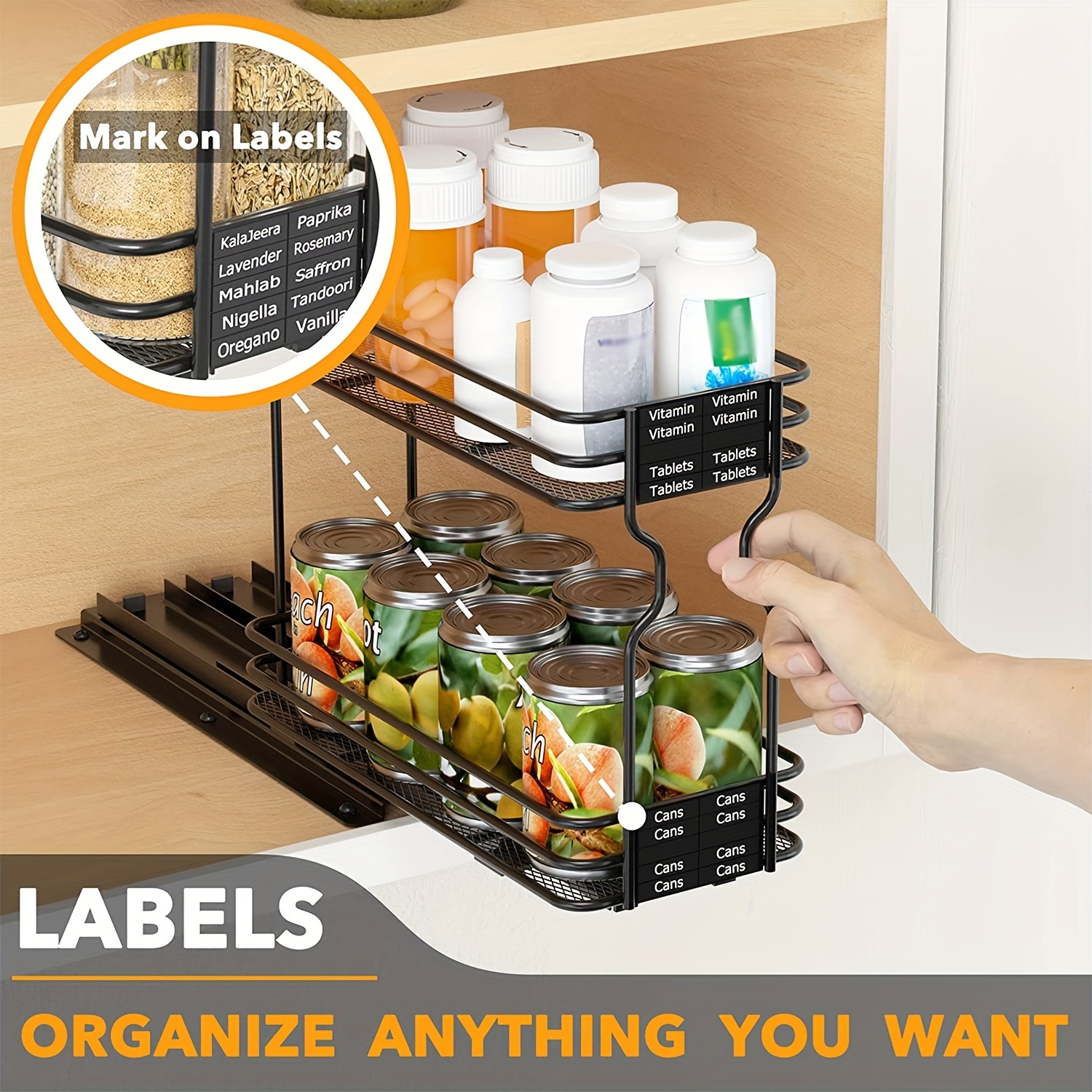 Pull Out Spice Rack Kitchen Organization Pull Out Spice Rack - Temu United  Arab Emirates
