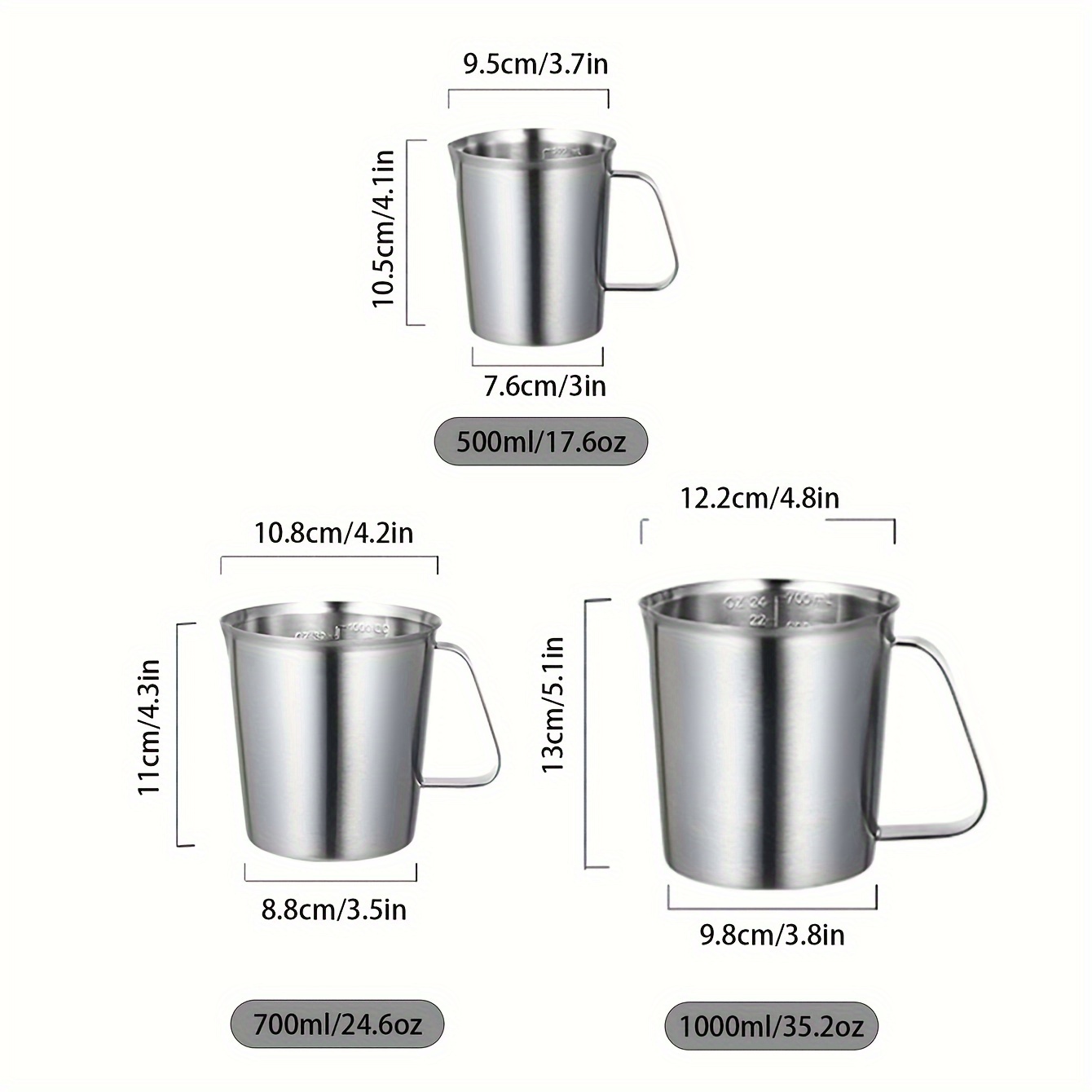 700ml Household Silver Stainless Steel Thickened Milk Frother Cup