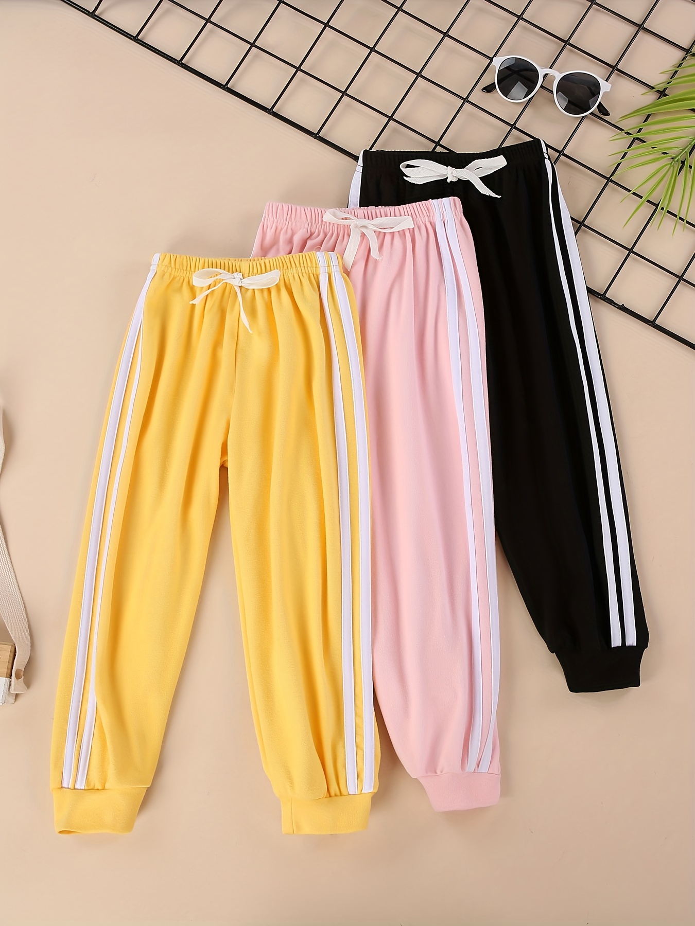 Fleece Jogger Pants Girls Boys Warm Trendy Side Stripe - Temu United Arab  Emirates