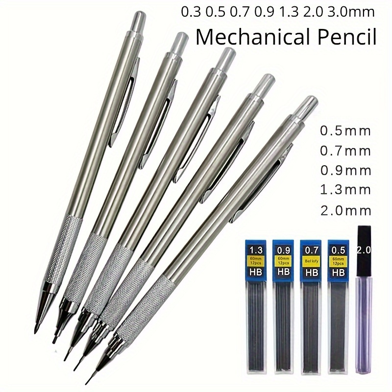 0.3 0.5 0.7 0.9 1.3 Mechanical Pencil Set Full Metal Art - Temu