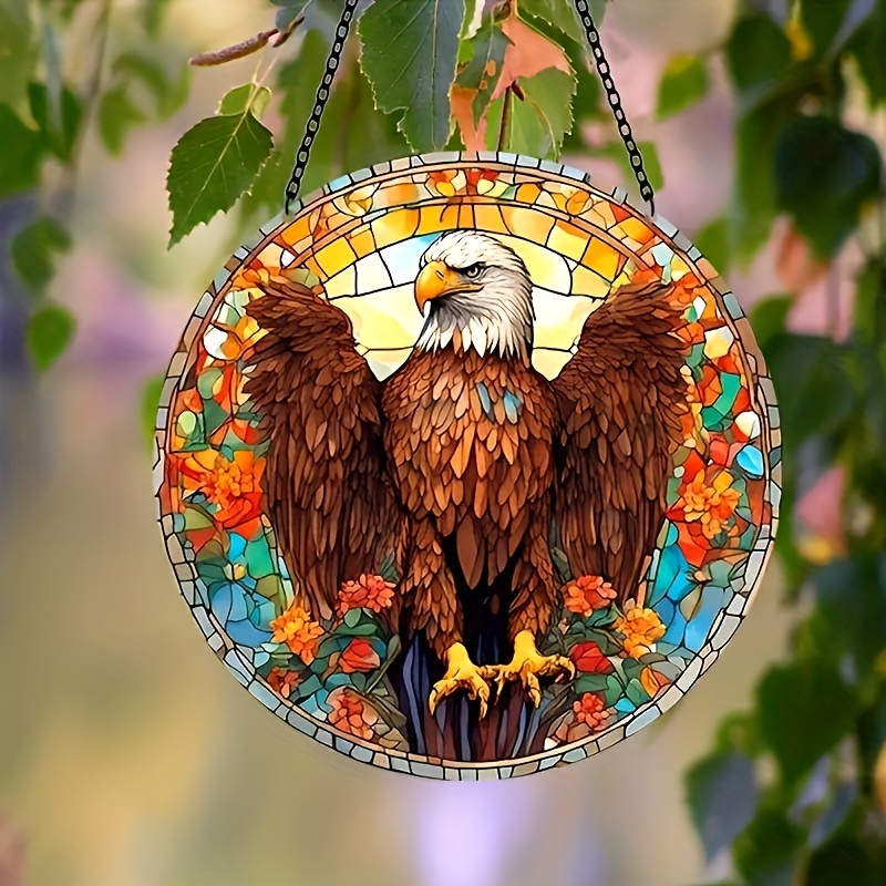 American Eagle Suncatcher Stained Glass Window Hanging - Temu