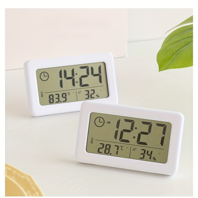 1pc Simple Digital Wall Clock With Lcd Display, Alarm And Thermometer  Function