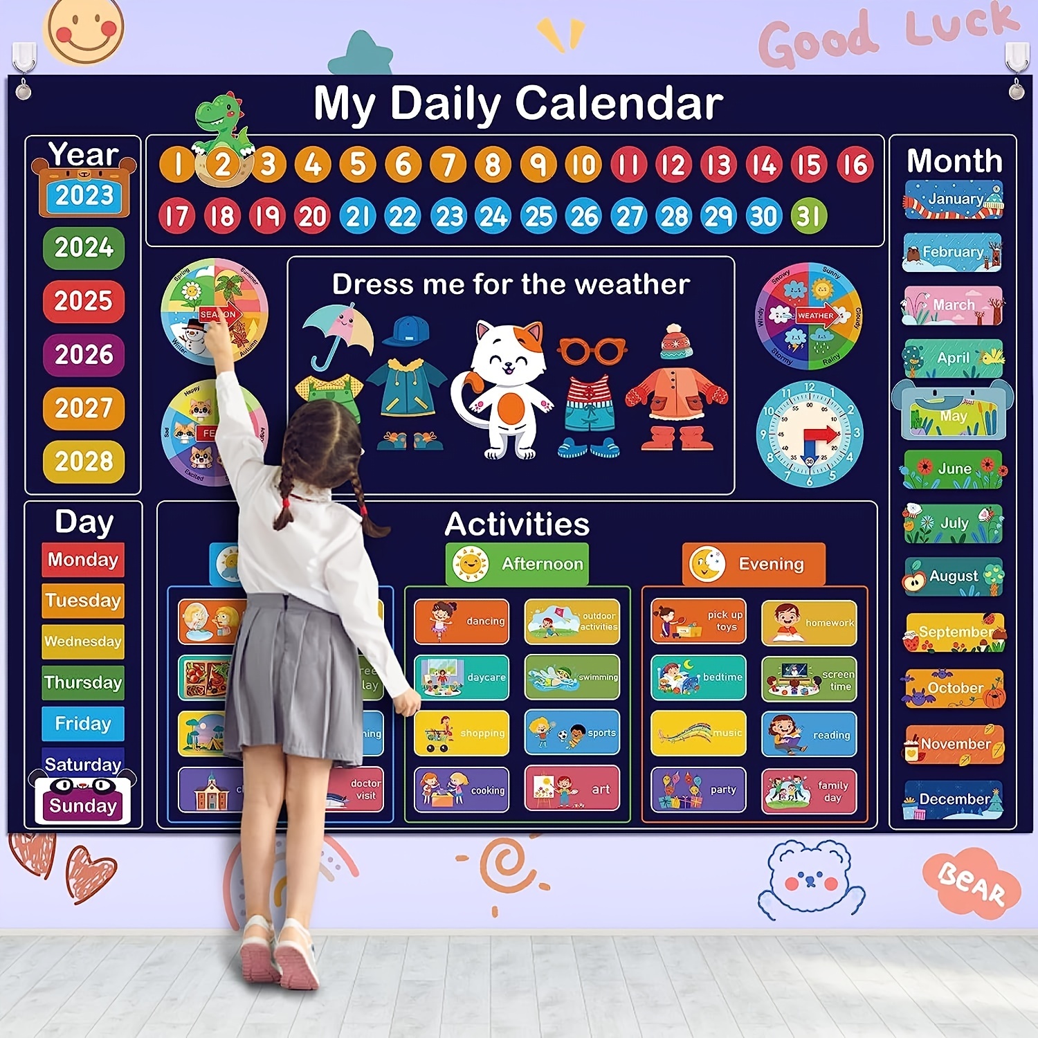 Bambini di età compresa tra 1 e 3 anni Calendario magnetico per bambini  Esercizio educativo cognitivo Giocattoli di legno Regali di vacanza