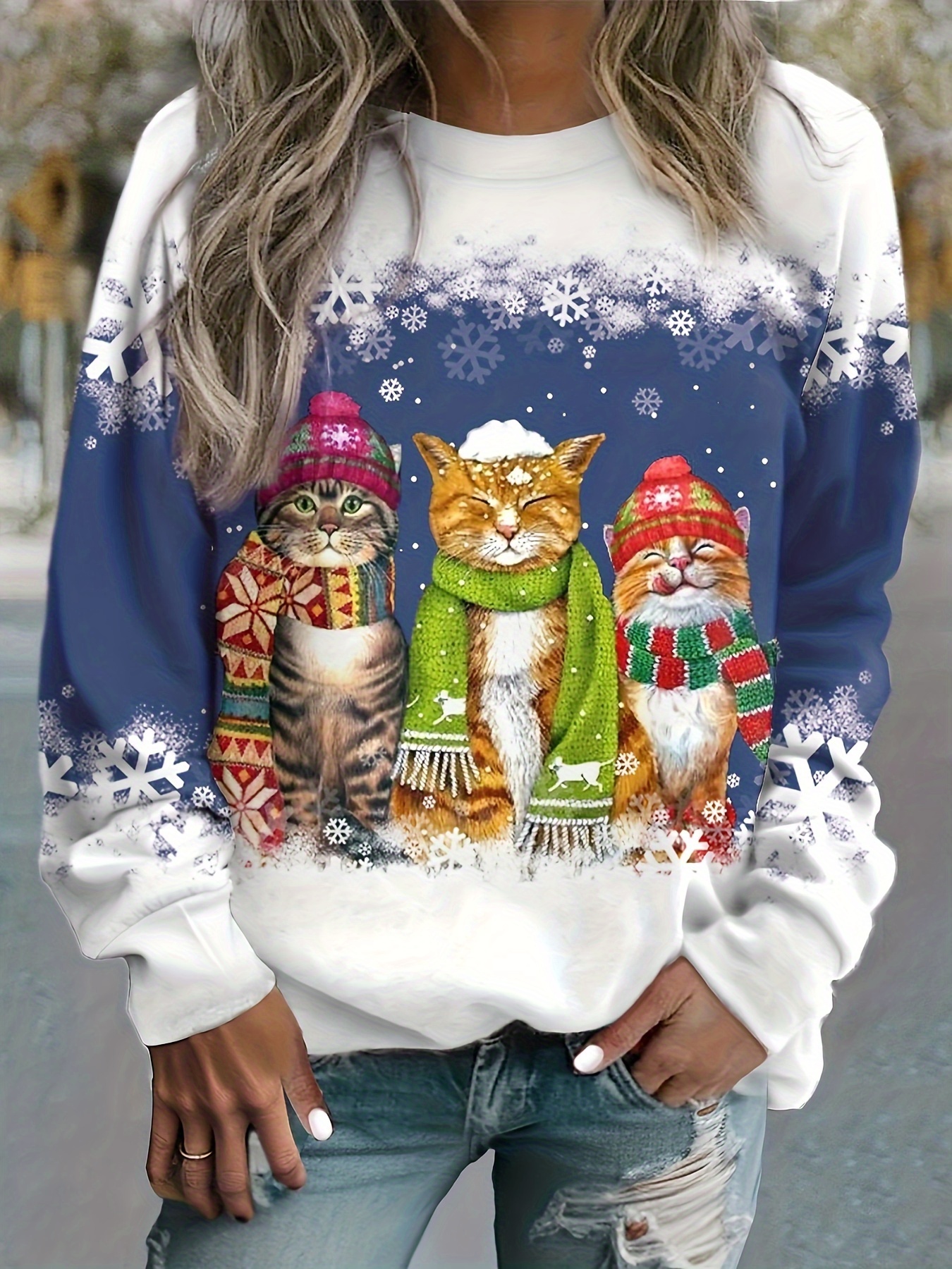 Christmas cat sweatshirt best sale