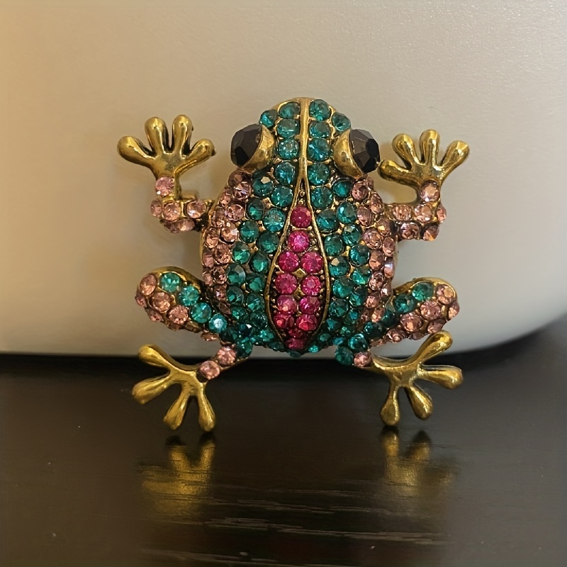 Elegant Crystal Spider Brooches Frog Brooch Green Brooch
