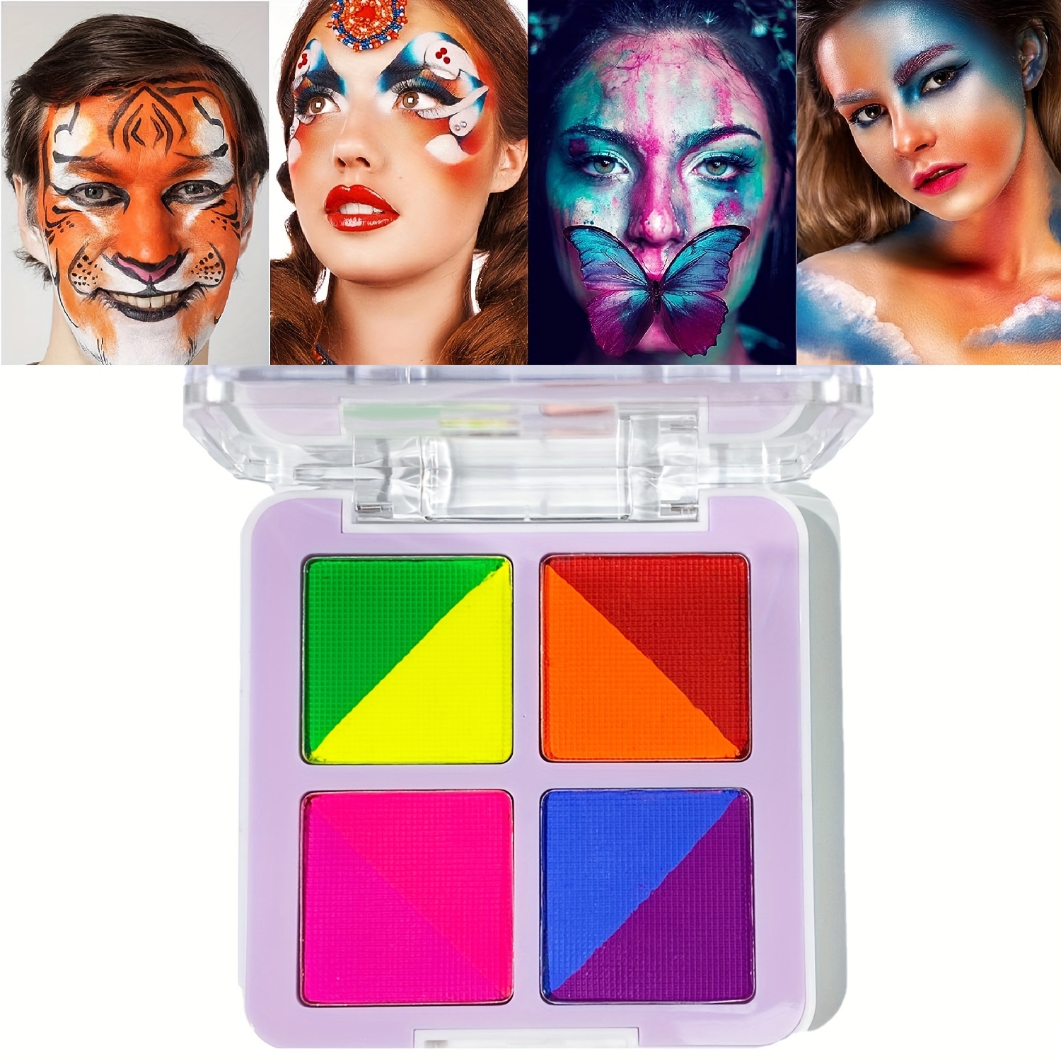 Face Painting Kit for Kids Adults, Water Activated Body Face Paint, 15 Colors Water Based Facepaints Makeup Palette 12 Pcs Brushes, Stencils, Non