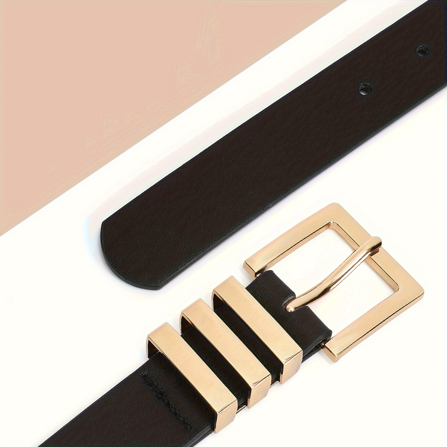 Women's Leather Belt Plus Size Square Buckle Waist Belt for Jeans Pants