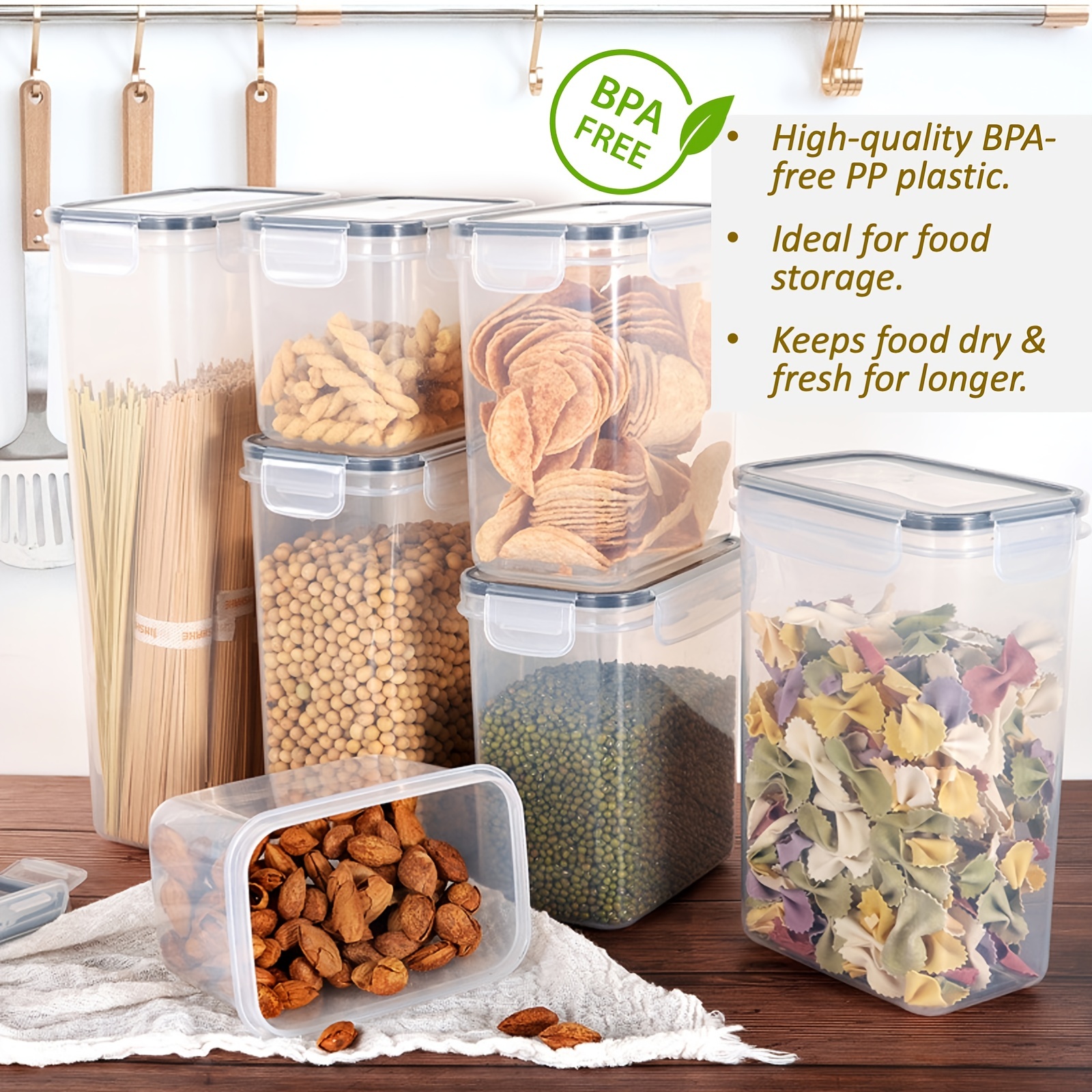  Airtight Food Storage Containers with Lids 14 PC - Plastic  Kitchen Storage Containers for Pantry Organization and Storage - Cereal,  Rice, Pasta, Flour and Sugar Containers