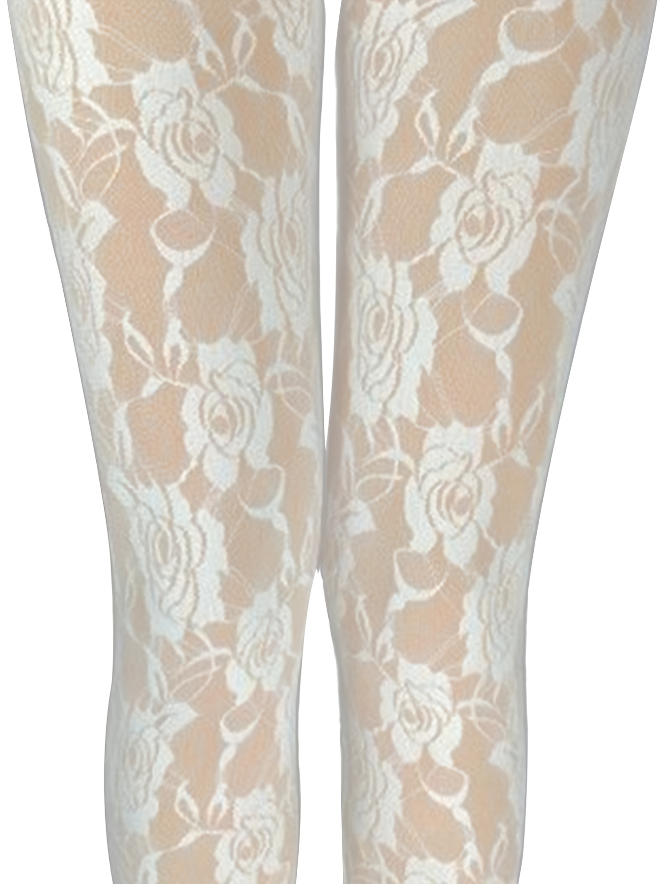 White Floral Lace High Waisted Leggings