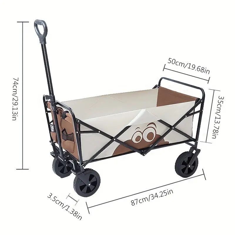 1pc Camping Cart, Outdoor Foldable Cart Wagon, Large Capacity 39.63gal  Portable Trolley For Picnic