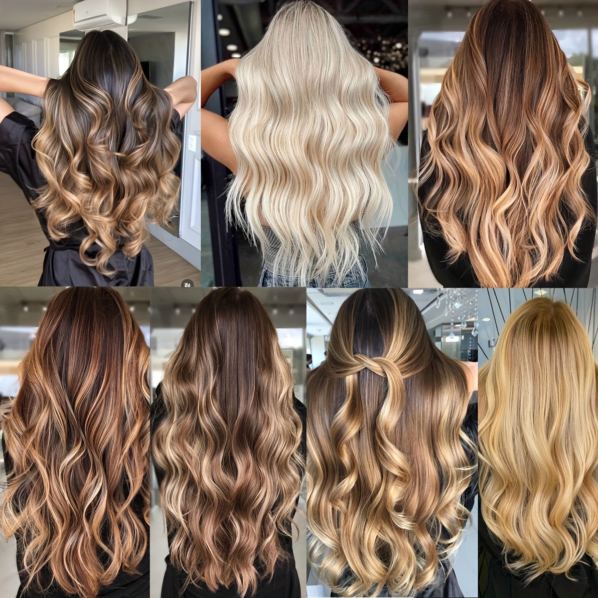 set of 4 clip in hair extensions with highlights wavy and curly 22 inches long 180g synthetic hairpieces for   for halloween and christmas hair accessories details 4