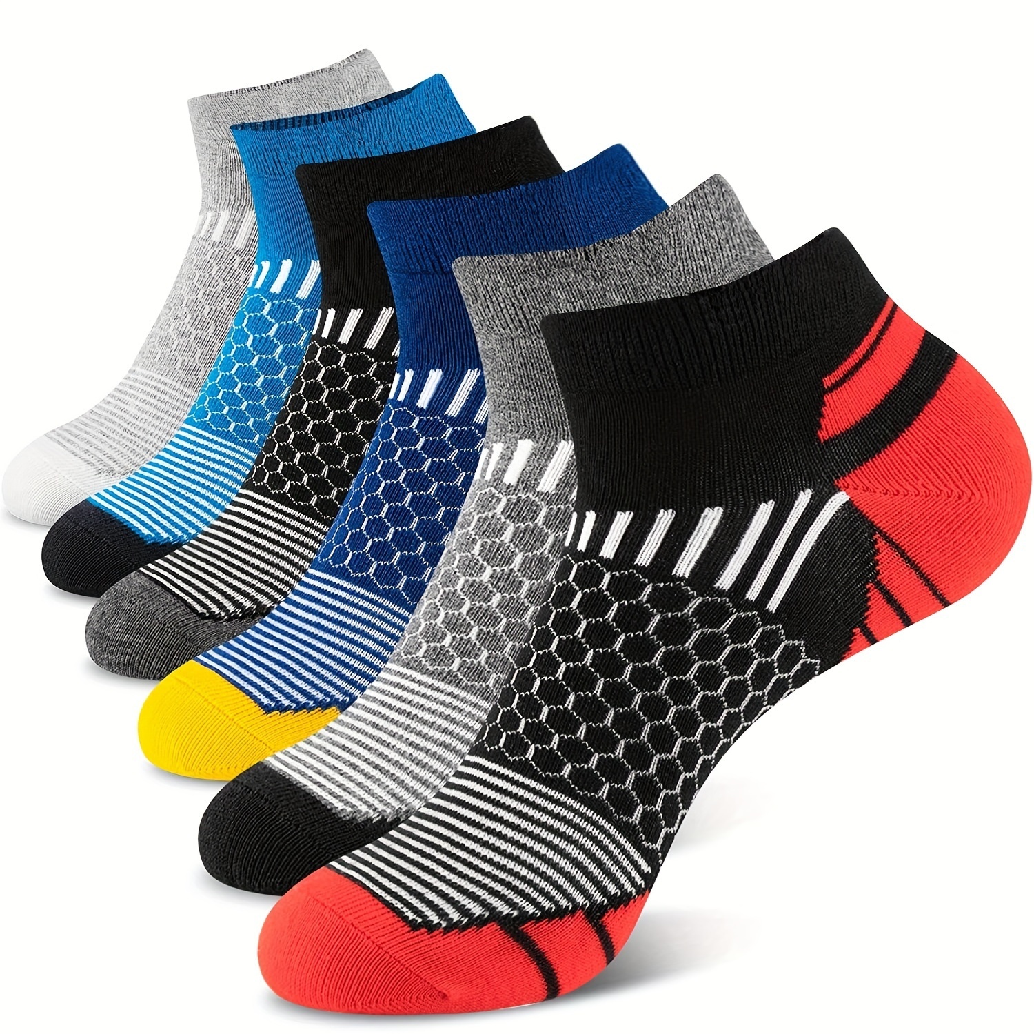

6pairs Men's Cushioned Low Cut Athletic Ankle Socks For Running Hiking Cycling