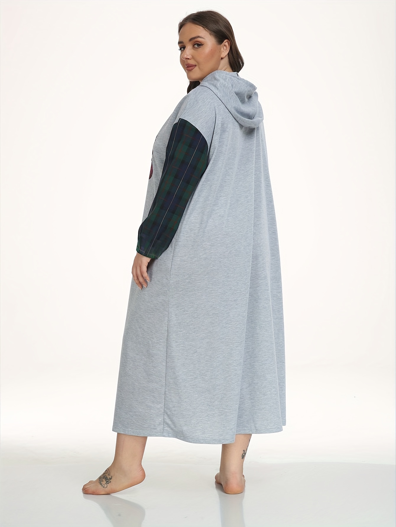 Women's Plus Slogan Print Hooded Nightdress