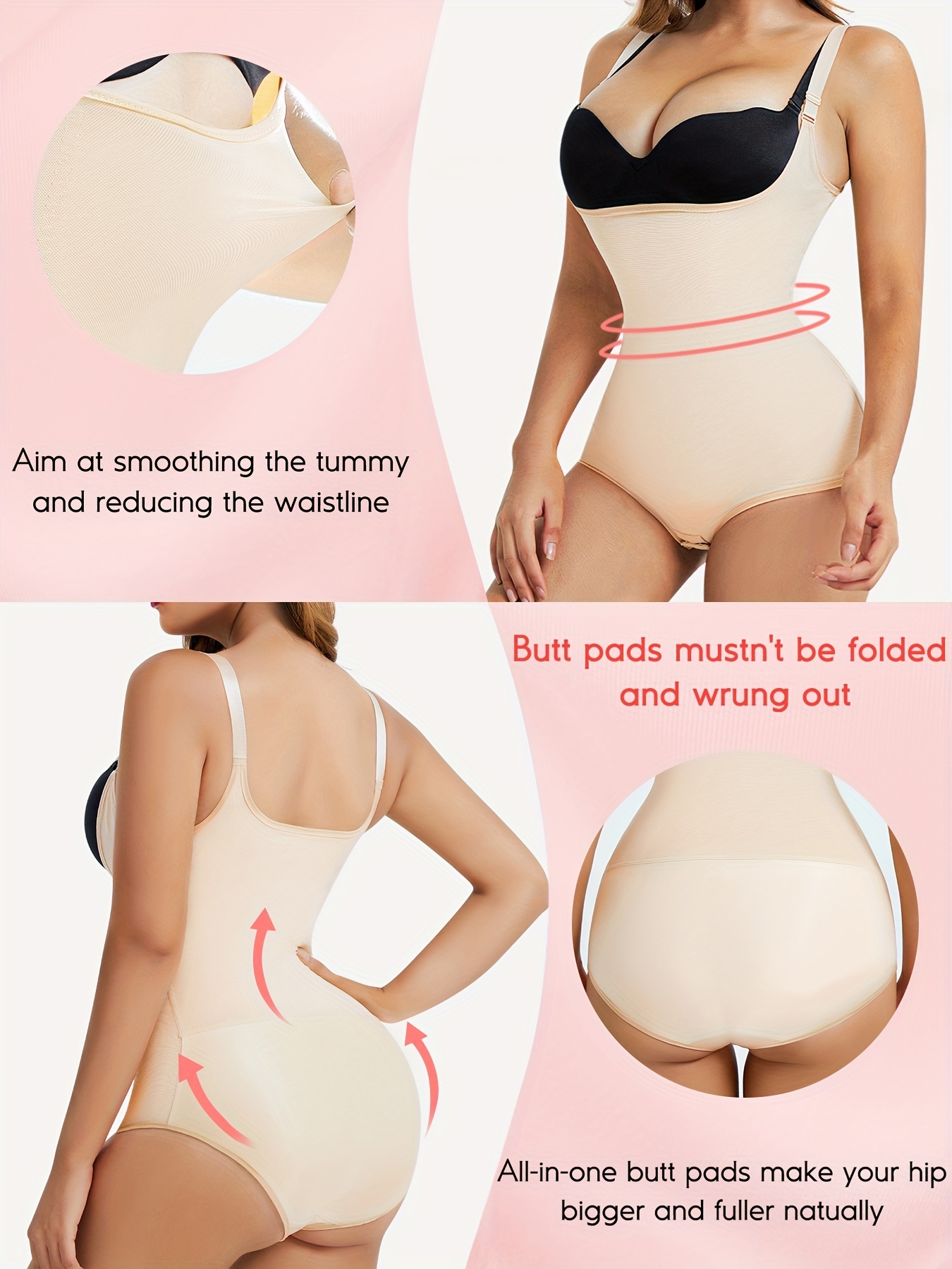 Simple Solid Shaping Bodysuit, Tummy Control Butt Lifting Open Bust Body  Shaper, Women's Underwear & Shapewear