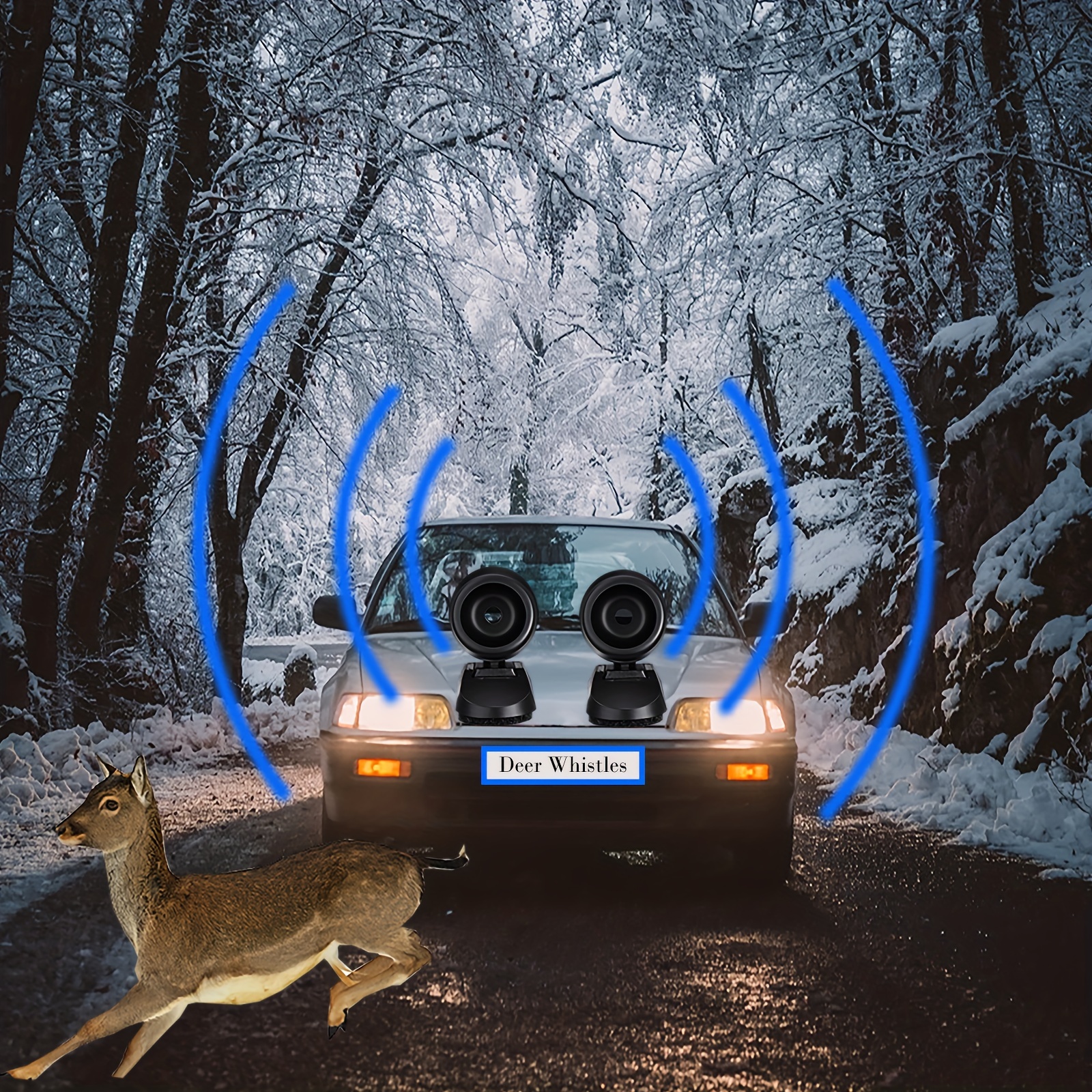 2Pzas - Repelente ultrasónico de animales con silbato de venado para coche,  accesorio con montaje en rejilla delantera de seguridad
