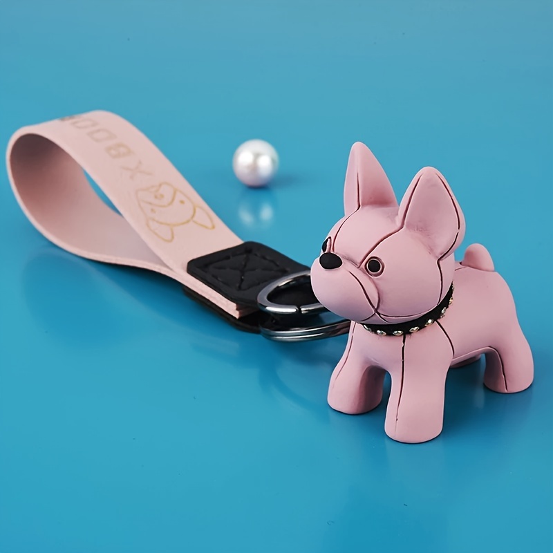 Cute Dog Keychain Bag Pendant Resin Fighting French Bulldog Keyring  Colorful Car Anime Key Chains For Women Trinket Jewelry Gift