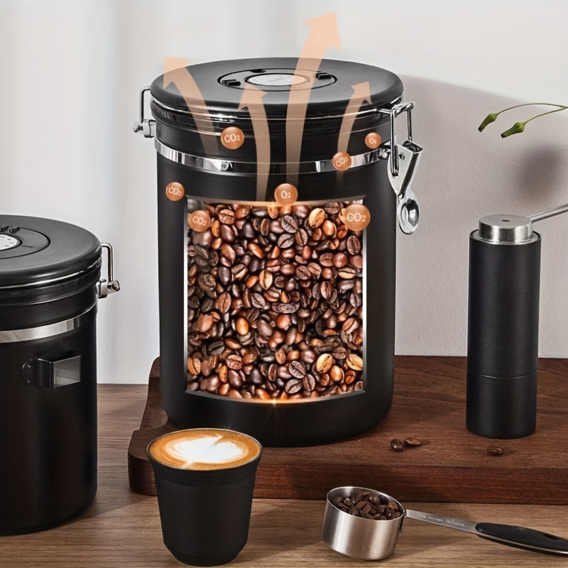 Luftdichter Kaffee behälter aus Edelstahl Aufbewahrung behälter Set  Kaffeekanne Kanister halter mit Schaufel für Kaffeebohnen Tee 1,8 l -  AliExpress