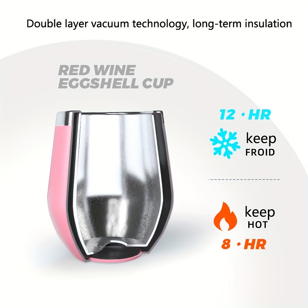 12oz Wine Tumbler Double-layer Vacuum Eggshell Thermos Cup Double Wall  Vacuum Insulated For Keeping Any