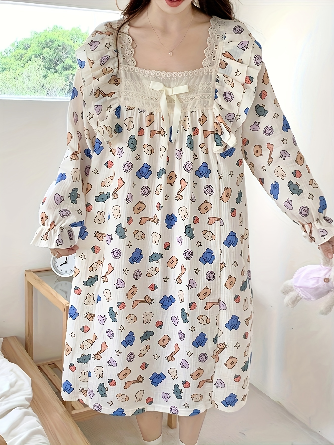 Nightgown Long Sleeve - Temu