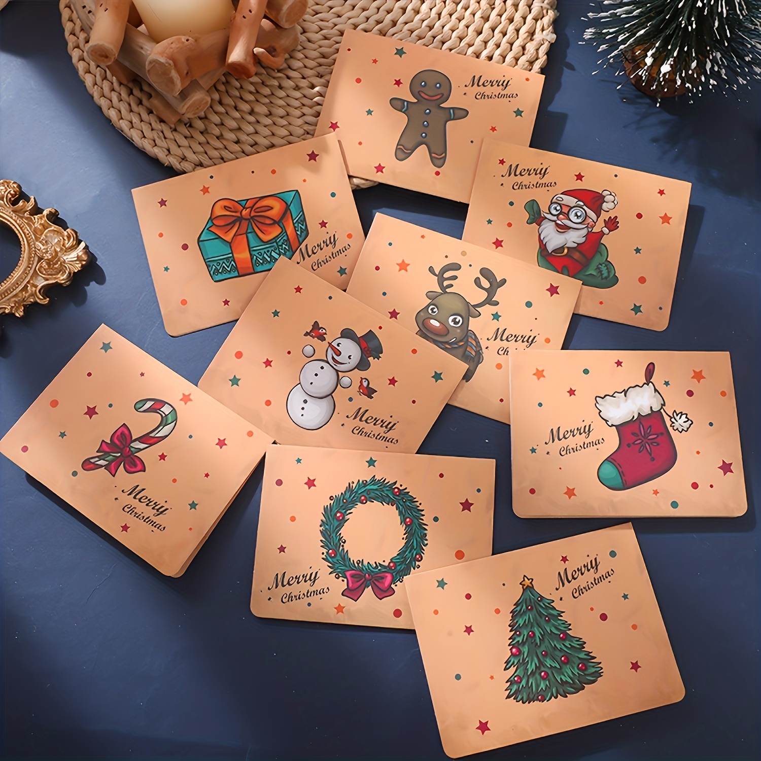 16 Unidades Cartão De Natal Desenhos Animados Saudações De Feliz