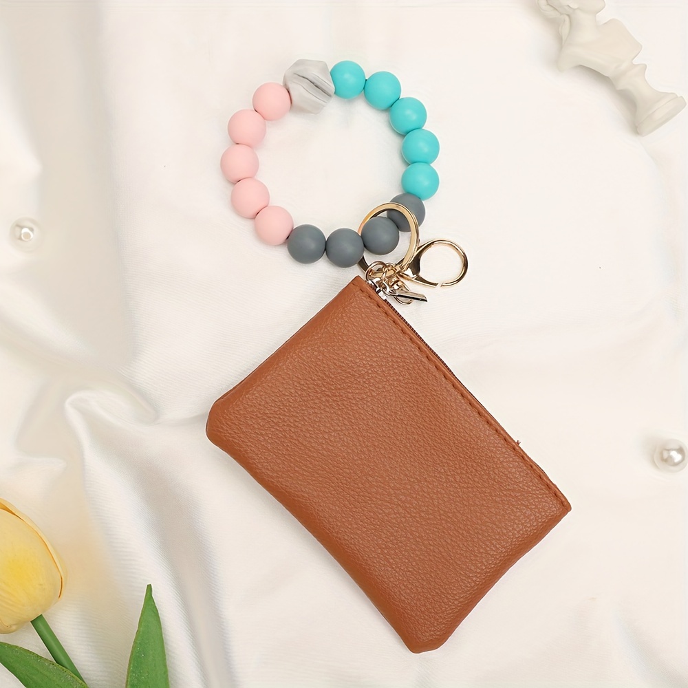 Wallet Wristlet Silicone Bead Tassel Keychains