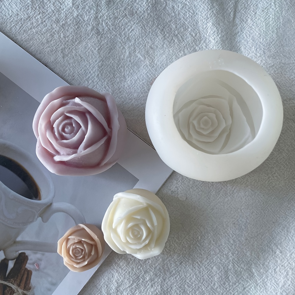 Moldes para velas, forma de cilindro, moldes para velas de silicona tallada  con flor de rosa