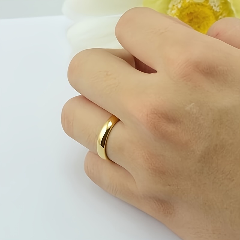 Simple Fashion Unisex Wedding Ring Polish Plain Dome Wedding - Temu