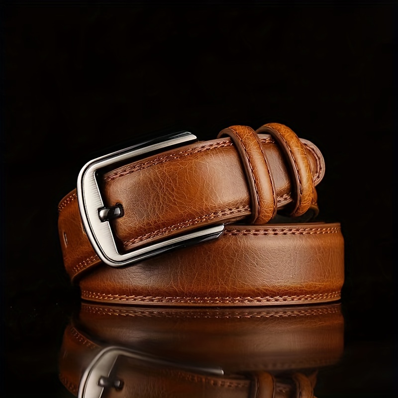 Cowhide Leather Double-sided Belt, Men Genuine Leather Carved Belt - Temu