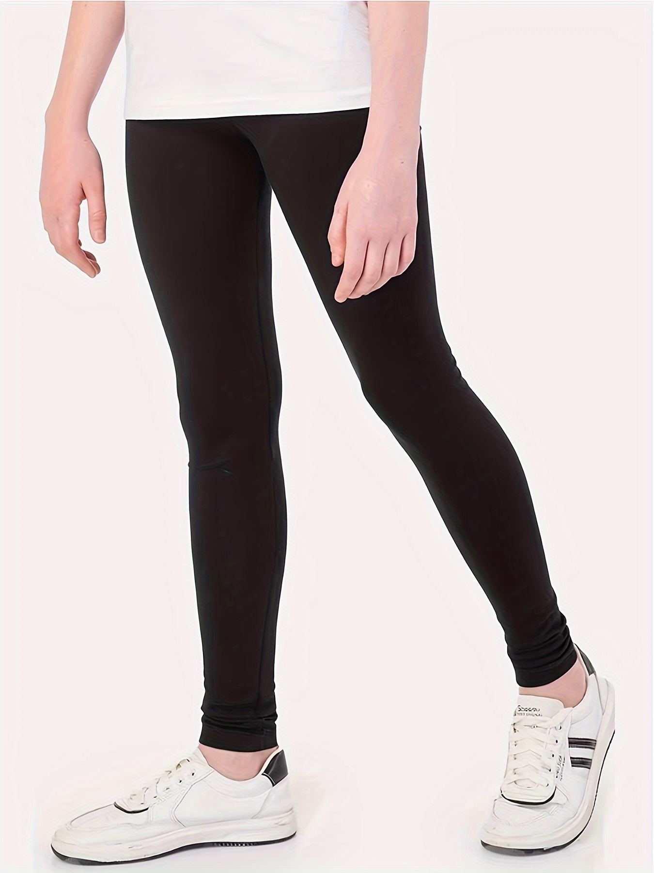 Girls Stretch Soft Leggings Footless Tights Solid Color - Temu