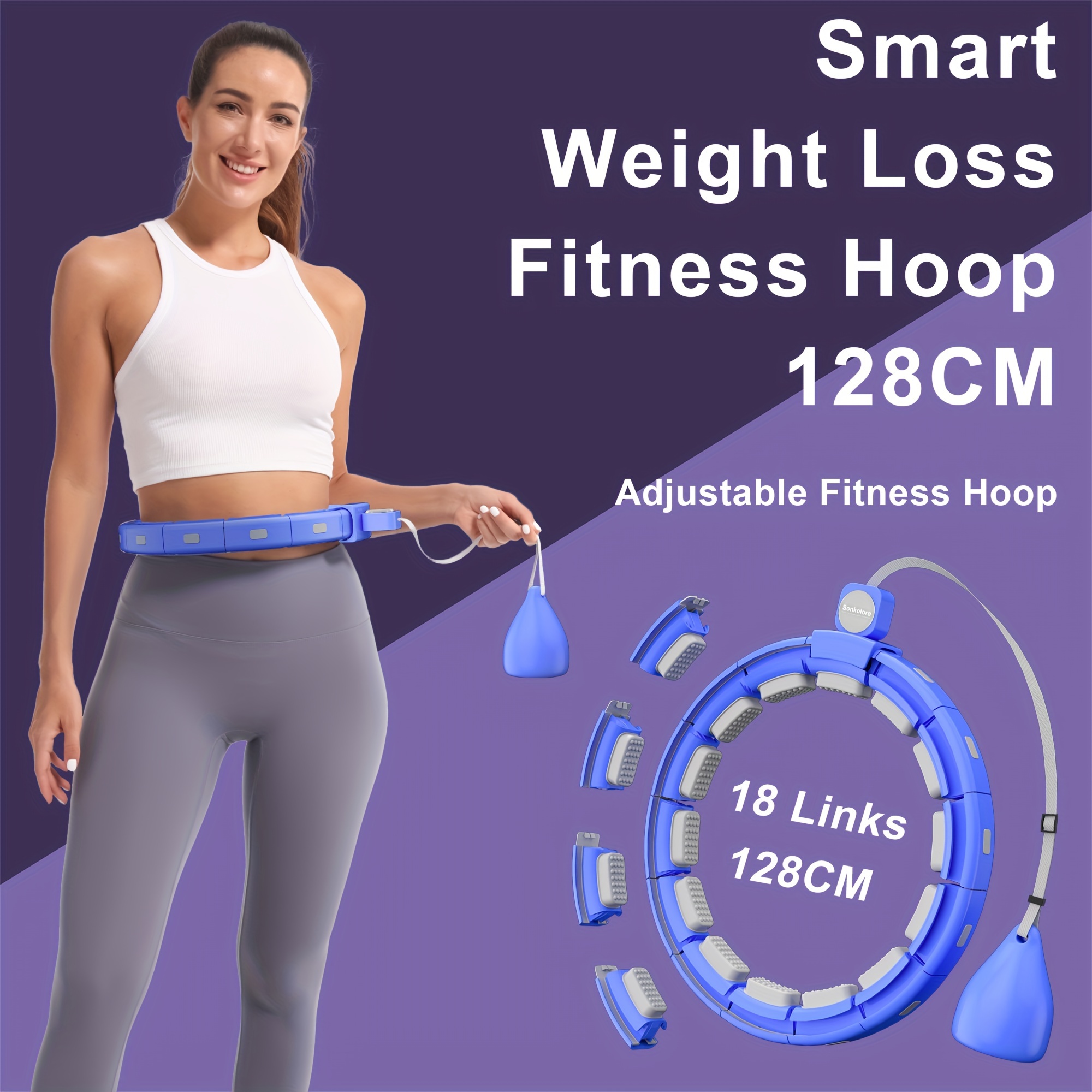 Weighted Exercise Hoop for Adults Weight Loss Knots Infinity Fitness Hoop  with Extra Links 2 in 1 Adjustable and Detachable