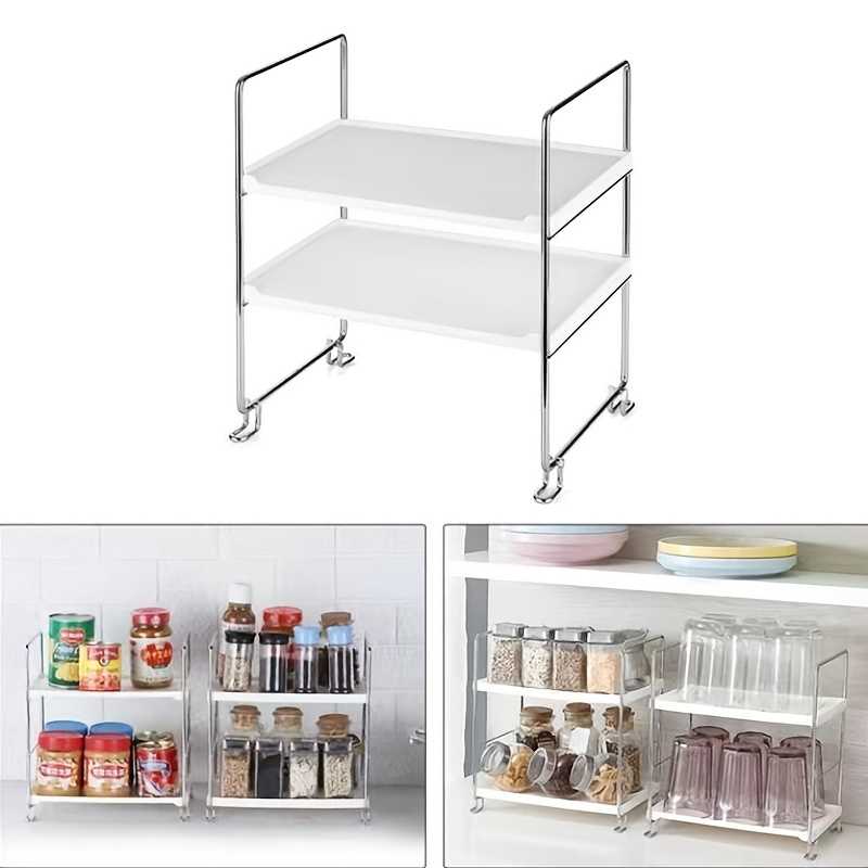 Bathroom Countertop Organizer, 2-tier White Spice Rack, Stackable