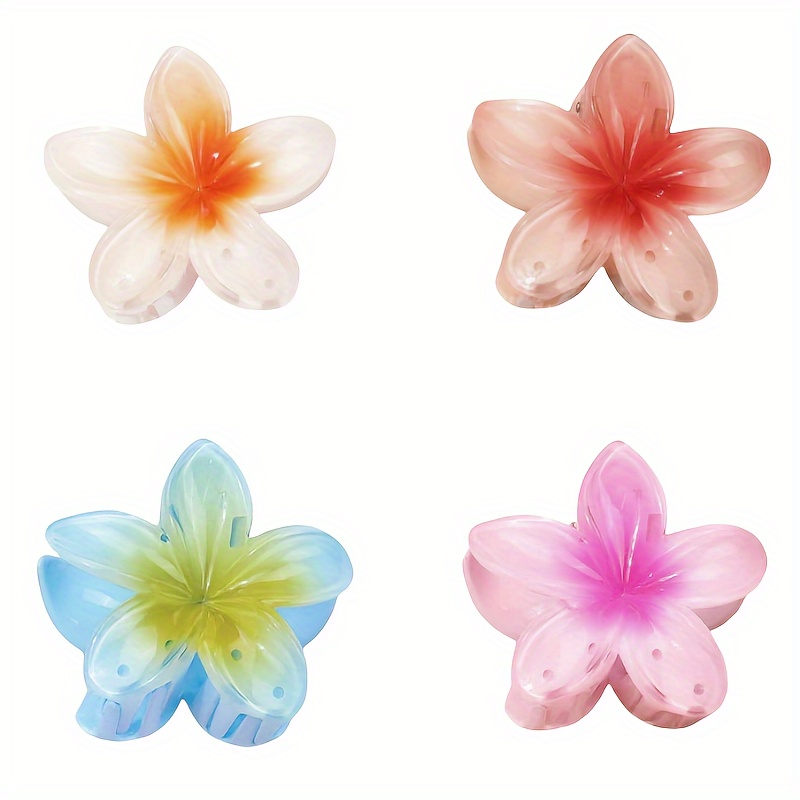 Pinzas para el pelo hawaianas de flores de Frangipani, lindas pinzas  antideslizantes para el pelo de playa, pinza de pelo de flores de plástico