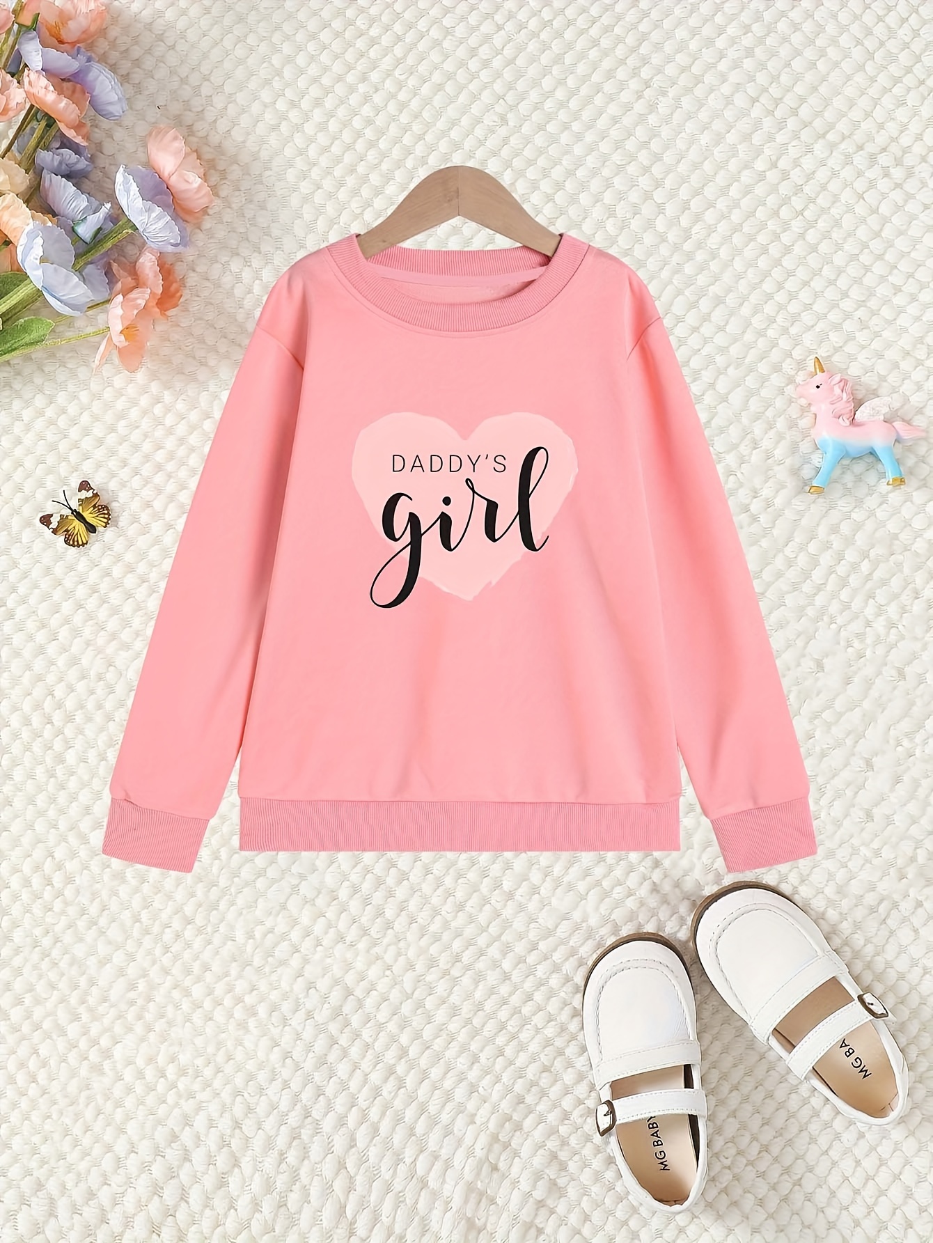 Girls Creative Daddys Girl Print Cotton Comfy Crew Neck Temu Ireland