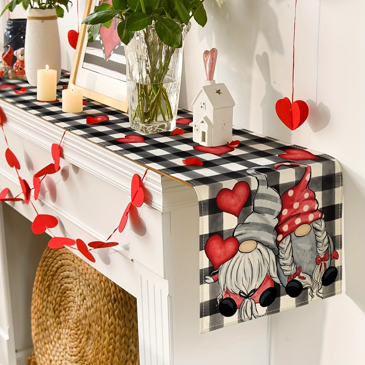 1 Pezzo, Runner Da Tavola, Acquerello Buffalo Lattice Love Runner Da Tavola Per  San , Anniversario Stagionale, Matrimonio, Vacanza, Decorazione Del Tavolo  Da Cucina, Decorazione Per Interni Ed Esterni, Impermeabile E Resistente