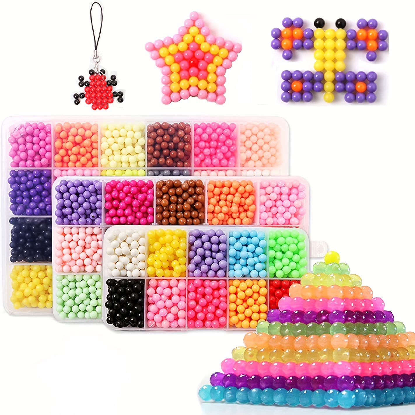 Water Fuse Beads, Water Fuse Beads Kit-2400 beads 15 colors，Magic Water  Spray Beads with Pegboard Full Set Art Crafts Toys, Gift of Kids Beginners
