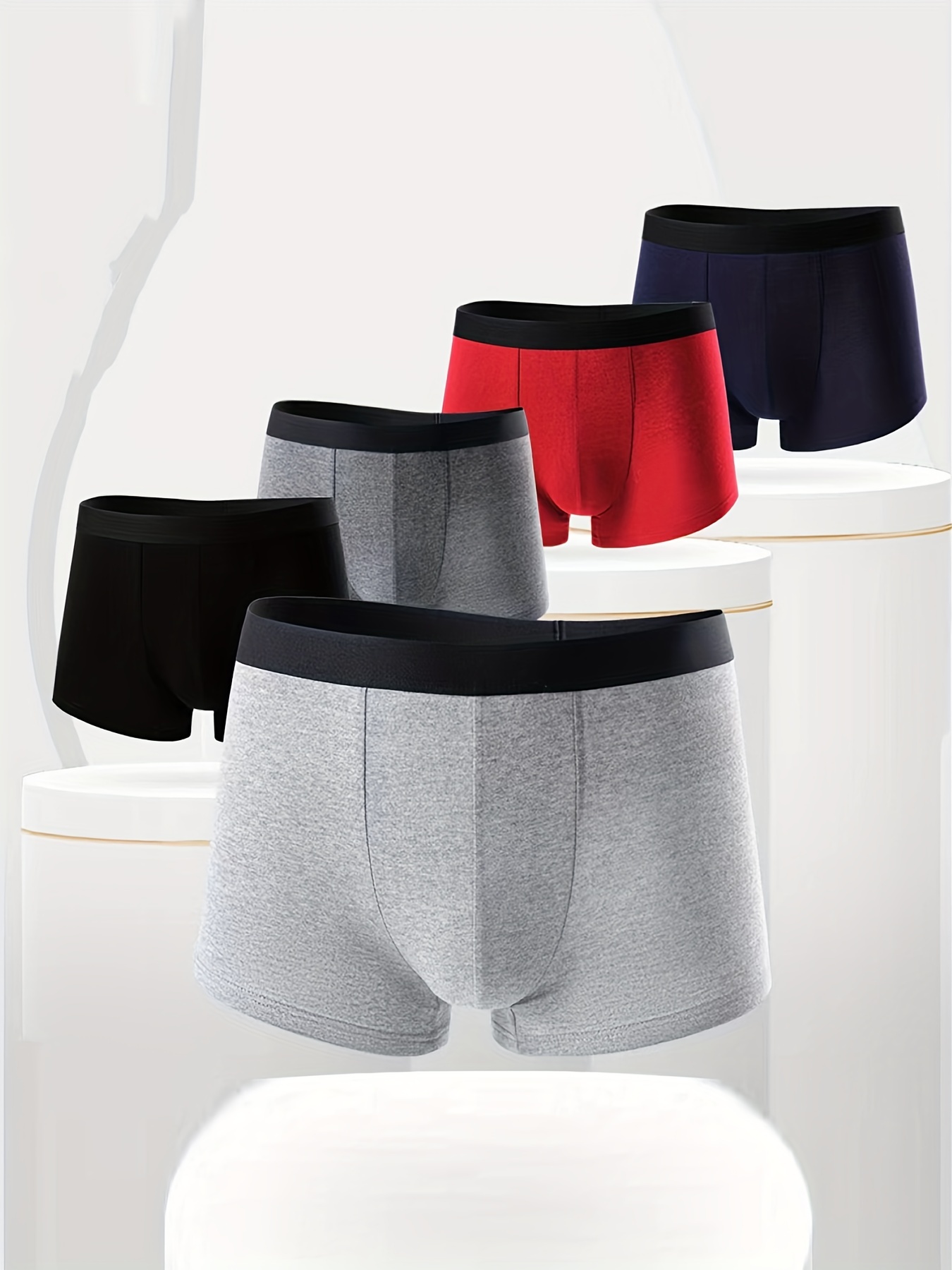 Men's Cotton Breathable Comfortable Boxer Briefs Solid Color