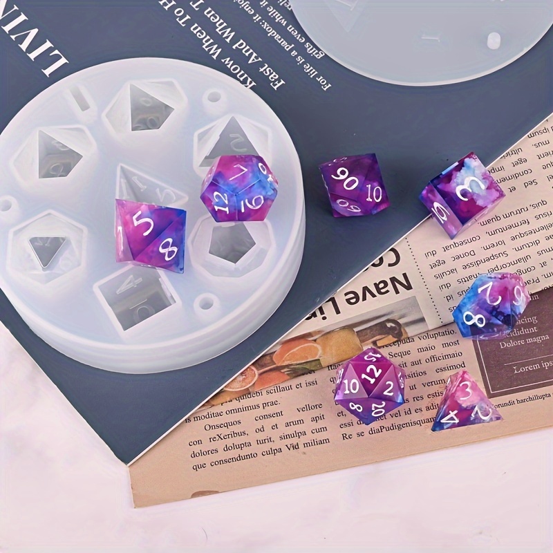Resin Dice Mold Dnd Dice Silicone Molds Resin 7 Cavities - Temu