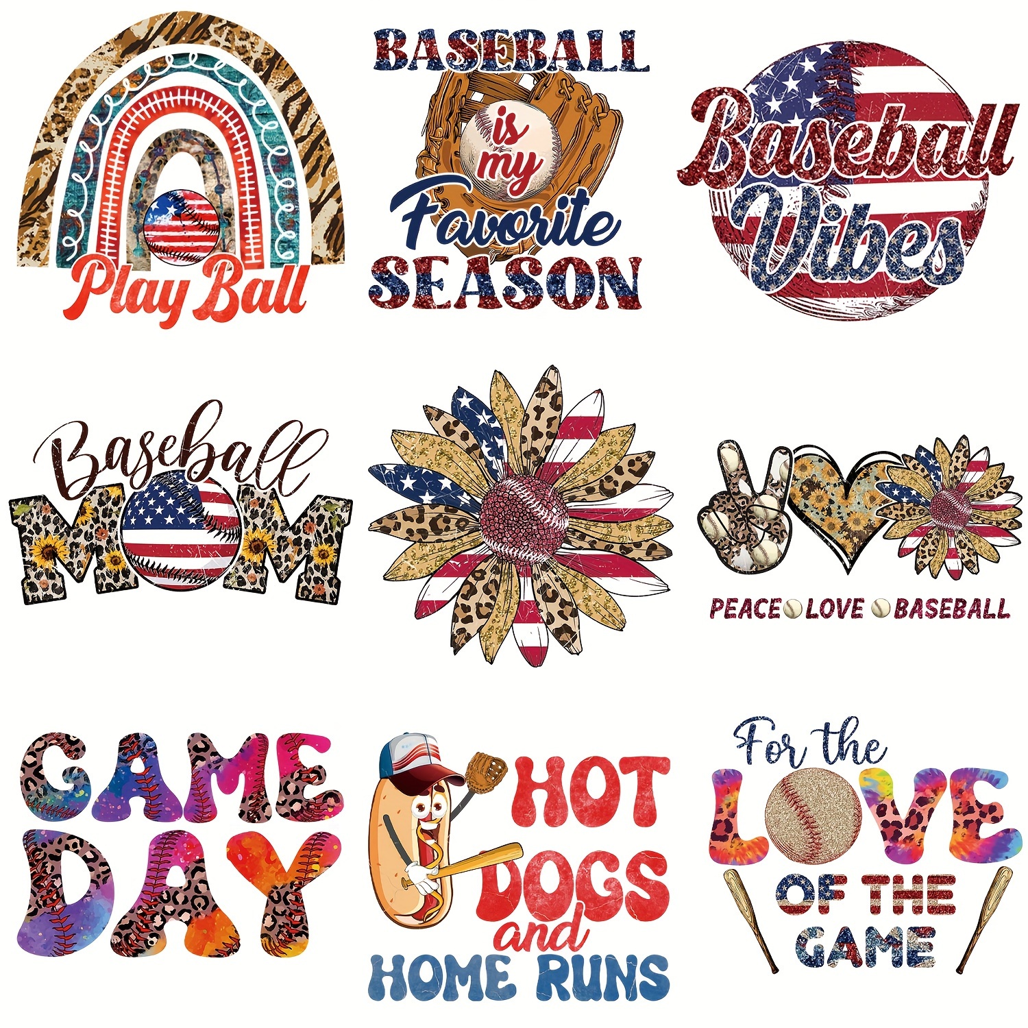 1pc Sport Baseball Mom Heat Transfer Patches Vinyl Designs Iron On