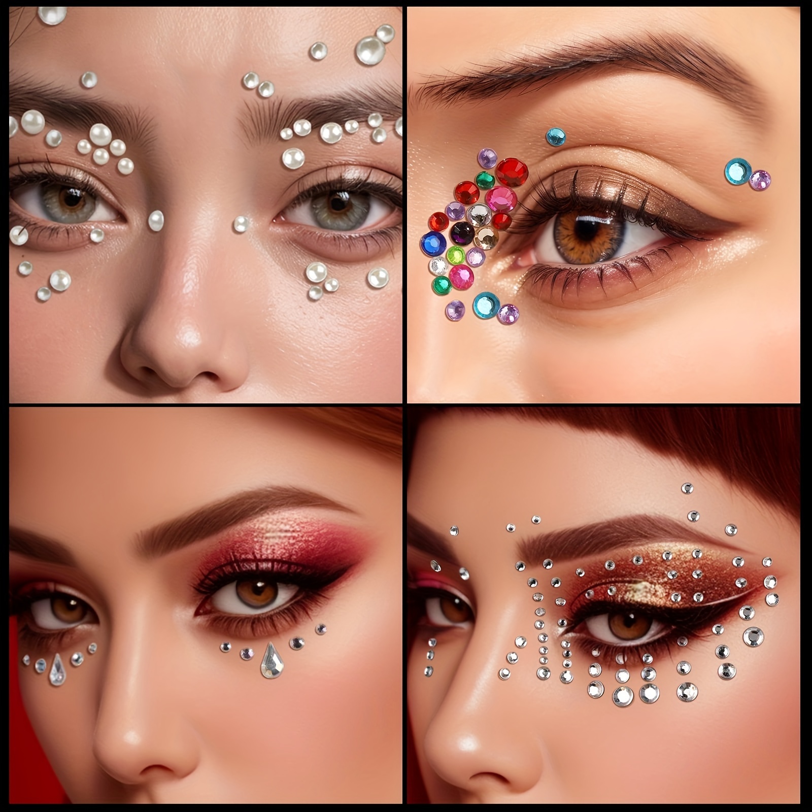 975 Pcs Of Pearl Stickers Self-Adhesive Decorative Stickers, Face Makeup  And Face Makeup Accessories Pearl Stickers, Diamond Face Makeup Stickers,  Face Accessories, Eye Corner And Eyebrow Stickers, Bridal Eye Makeup And  Face