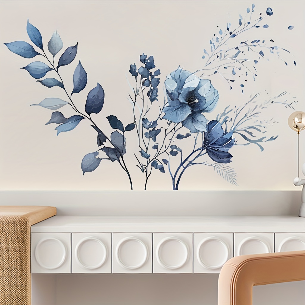 Creative Wall Sticker Large Blue Petal Pattern Self adhesive - Temu