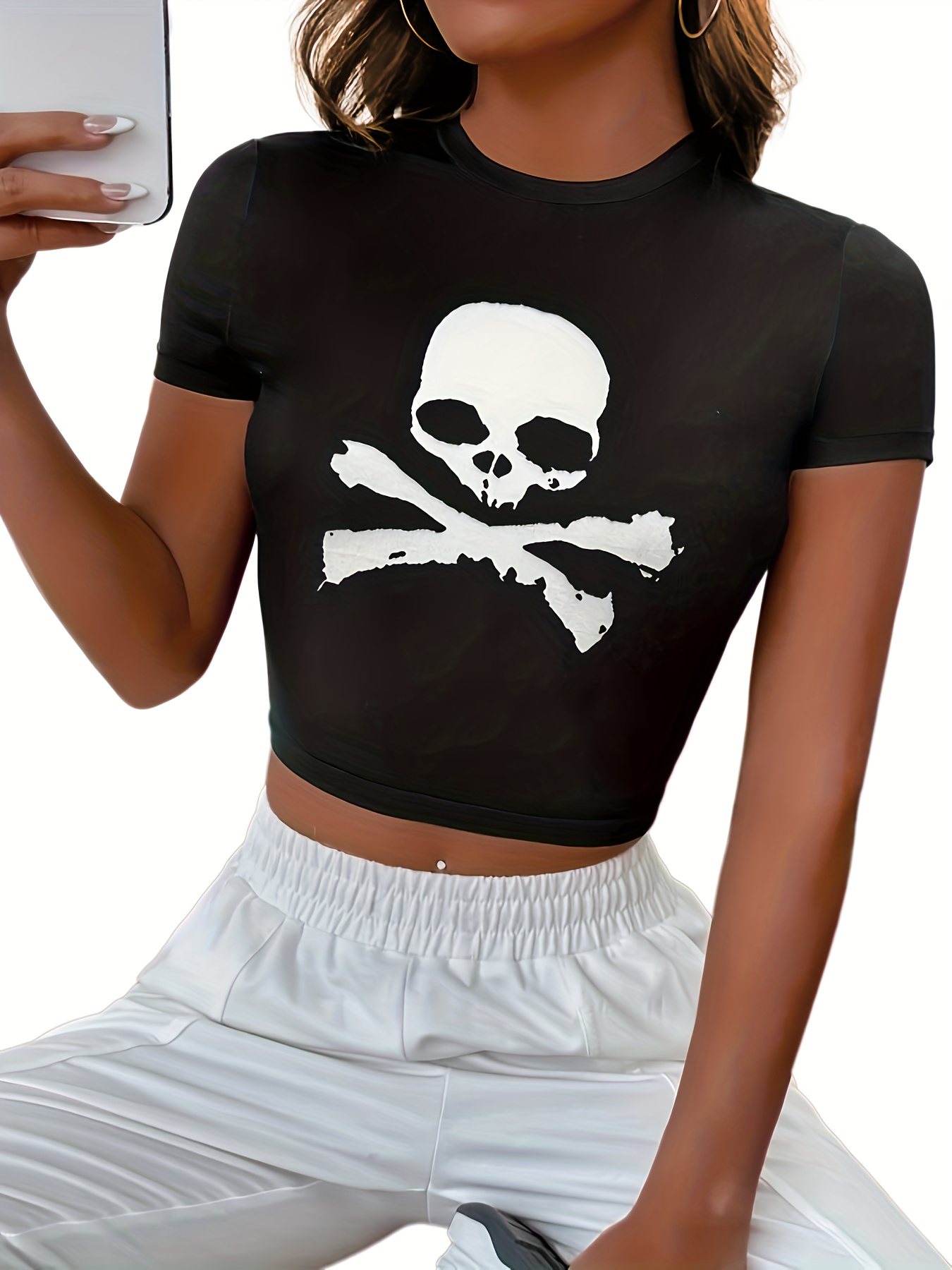 Y2k Lucky Girl Print T shirt Casual Short Sleeve Crop Top - Temu