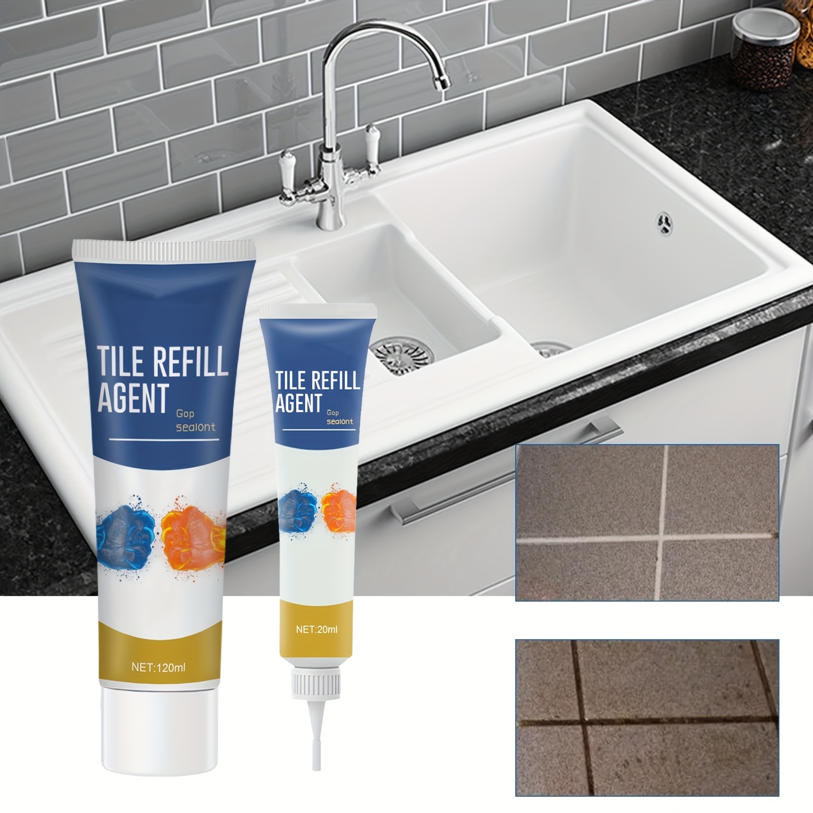 Tile Grout Paint, 2 Pcs Black Grout Cleaner Sealer for Shower, Grout Filler  Tube for Kitchen, Grout Repair for Bathroom Floor, Fast Drying Grout Pen