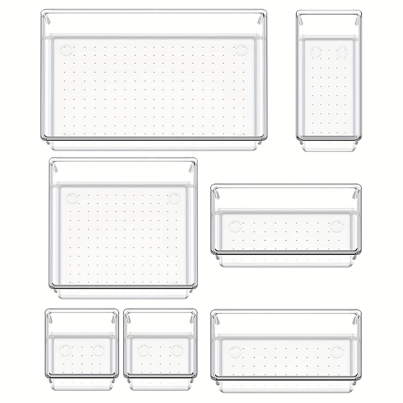 Clear Kitchen Drawer Organizer Set Drawer Grid Storage Box - Temu